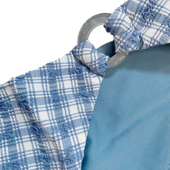 JONATHAN SIMKHAI Francesca Seersucker Bikini Bottom In Adriatic Plaid - Picture 9 of 10